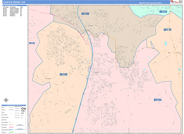 Castle Rock, CO Zip Code Map